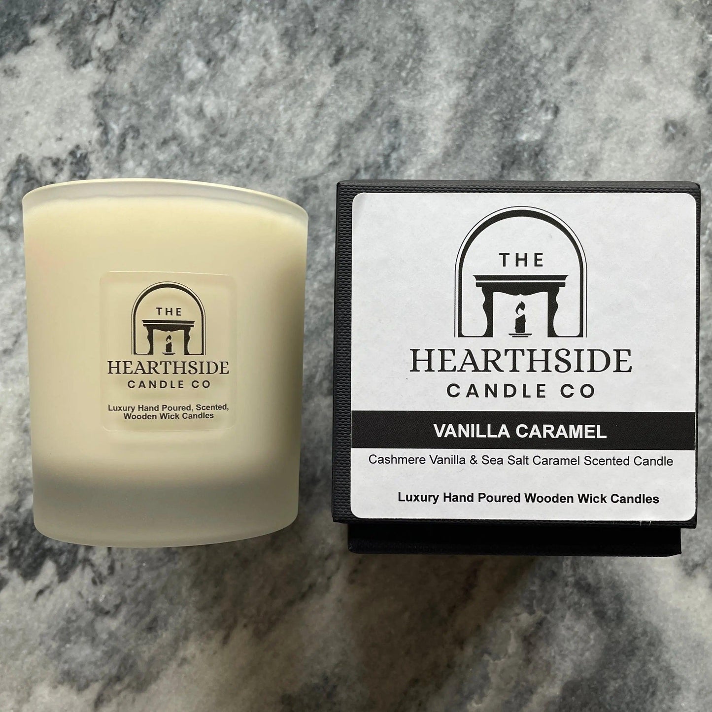 Vanilla Caramel Candle-Luxury 30cl Scented Wooden Wick Soy Wax Candle-The Hearthside Candle Co